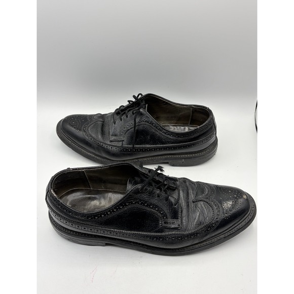 Vintage Dexter Black Leather Wingtip Dress Shoes Mens Size 10.5D USA Made main image 4